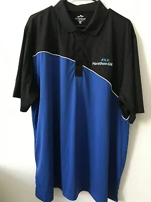 MARATHON OIL Men Black Blue Short Sleeve Golf Polo Shirt 2XL Tri Mountain  • $9.99