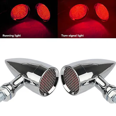 Chrome Motorcycle LED Bullet Red Brake Blinker Turn Signal Tail Light For Harley • $14.99