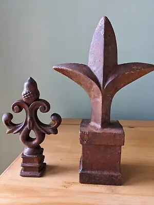 $25 • Buy Set Of TWO Vintage Cast Iron Fence FINIALS Or Pickets