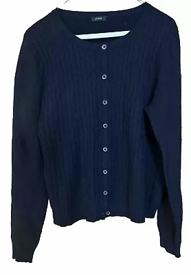 J. Crew Soft Merino Wool Navy Blue Button Cardigan Sweater Small (damaged) • $10