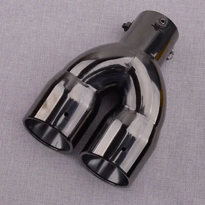Titanium Black 2.5'' Inlet Dual Rear Muffler Exhaust Tip Tail Pipe • $60.29