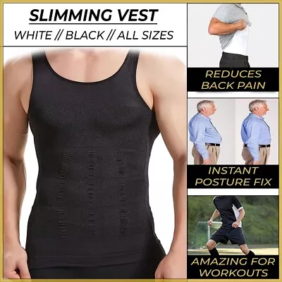 Slimming Vest For Men | Body Shaper Compression Shirt Slim Chest Belly Waist • £5.99