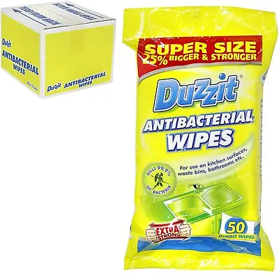 £12.99 • Buy Duzzit Antibacterial Wipes Kills 99.9% Germs 50 Wipes / Pack 6 12 24 36