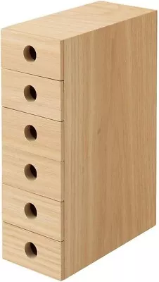 MUJI Wood Small Storage Drawer Box 6 Stage 25.2×17×8.4cm Organize Desk Japan New • $51.89