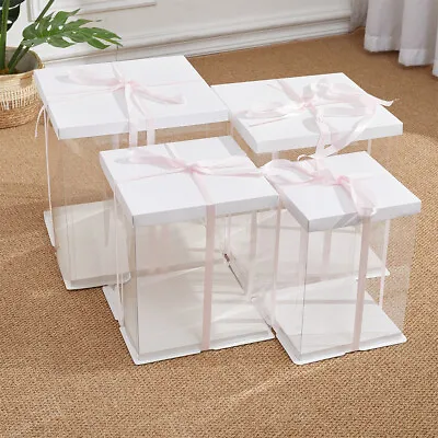 Clear PVC Gift Boxes Cake Candy Packaging Transparent Box Wedding Favour Box • £5.95