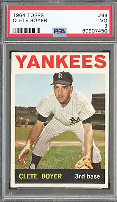 1964 Topps #69 Clete Boyer New York Yankees PSA 3 VG Freshly Graded 2022 QR Code • $17.95