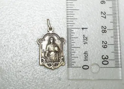 Vintage 2 Sided  Old Medal Scared Heart Of Jesus Christ & Virgin Mary France • $9.99