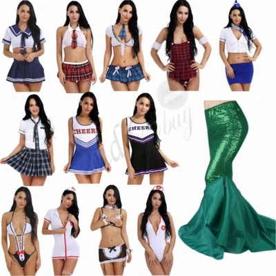£4.86 • Buy Women Lingerie Uniform School Girl Nurse Sailor Costume Halloween Cosplay Dress