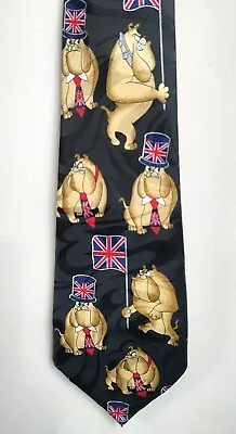 British Bulldog Union Jack Hand Made Necktie By Fratello - Blue • £12.50