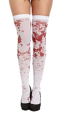 Ladies Bloody Stained Stocking Zombie Halloween Nurse School Fancy Dress Costume • £2.79