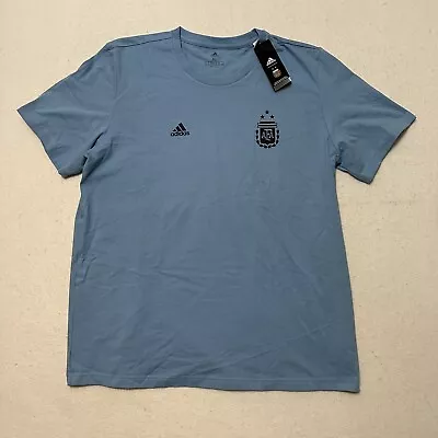 Adidas Argentina AFA World Cup Champions 3 Star T-Shirt Blue Messi Size XL • $43.99