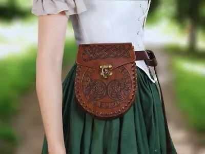 Medieval Belt Pouch | Dragon Vegan Leather Bag  For Renaissance FaireLARP • $19