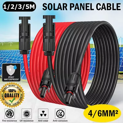 Extension Cable Wire Connectors Solar Panel To Regulator 10Awg 12Awg 4mm² 6mm² • £7.39