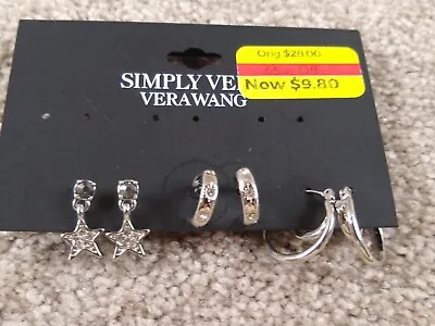 Simply Vera Vera Wang 3-Pair Huggie Hoop And Stud With Drop Earrings • $6.97