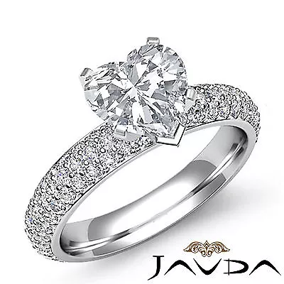 Micro Pave Set Heart Cut Natural Diamond Engagement Ring GIA I Color VS2 2.08Ct • $7699