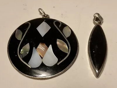 Vintage Mexican Alpaca Silver Plate Decorative Pendants - Lot Of 2 • $7.69