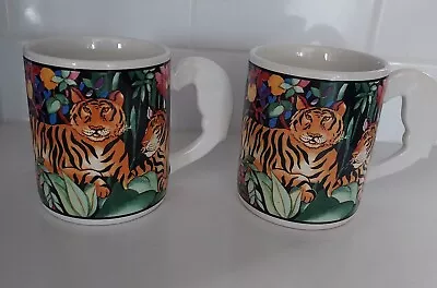  Sue Zipkin Vitromaster Rain Forest Tigers Parrots Tropical Ceramic Mugs 4  • $29