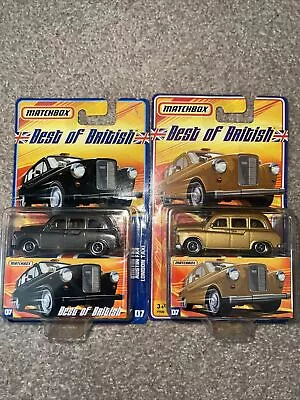 Matchbox Best Of British London Taxi Both Variants. 2007. Includes Chase Car • $16