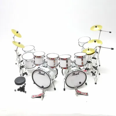 Miniature Drum Set Double Bass Full White Instrument Gift Musical Scale 1/12 • $44.90