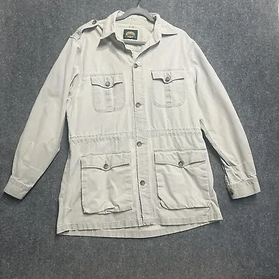 Vintage Cabelas Field Jacket Mens L Tall Cargo Shooting Field Jacket Khaki Grey • $36