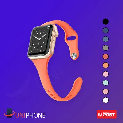$7.99 • Buy 44 45 Sports Silicone Bracelet Strap Band SLIM Apple Watch 8 Ultra 7 SE 6 5 4 3
