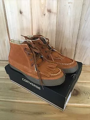 Converse All Star Fringed Tan Suede Leather Fur Lined  Women's 6.5 New In Box • £48.19