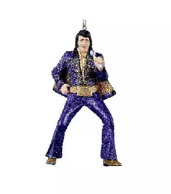 NEW Kurt Adler - Elvis Presley In Purple Glittered Jumpsuit Christmas Ornament • $59