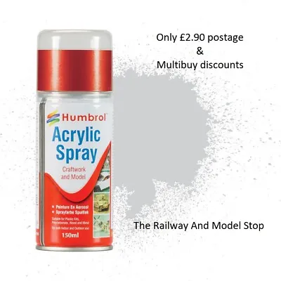 Humbrol 150ml Spray Paint - Acrylic Enamel Matt Satin Gloss Effect & Varnish  • £6.99