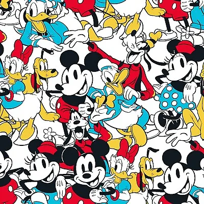 BTY Disney Mickey Friends Sensational 6 Snapshot White Cotton Fabric BY The Yard • $9.95