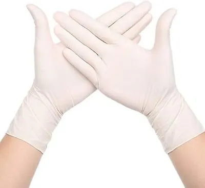 Latex Gloves Disposable Surgical Powder Free Natural White Medium Size Box • £5.29