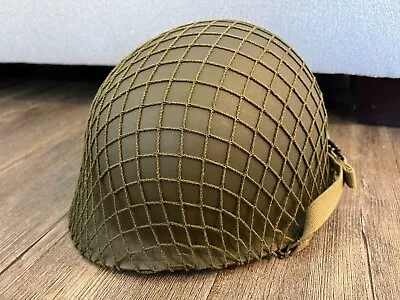 WWII US Army M1 Combat Helmet Swivel Bales Chin Strap Netting Rear Seam • $18.50