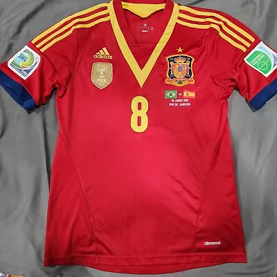 2013 Adidas Spain Home Soccer Jersey Xavi Iniesta Men M Confederations Cup • $100