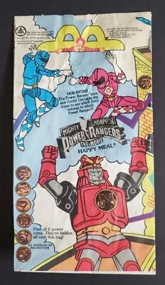 Vintage 1994 Mighty Morphin Power Rangers Movie McDonald's Happy Meal Paper Bag • $2.99