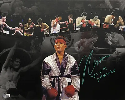 Julio Cesar Chavez Mexico Signed 16x20 Stretched Canvas  Viva Mexic  Bas W210350 • $424.99
