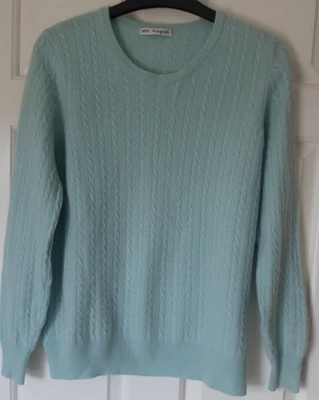 £29.99 • Buy M&S Autograph 100% Cashmere Crew Neck Pale Aqua Cable Knit  Jumper Sz 16