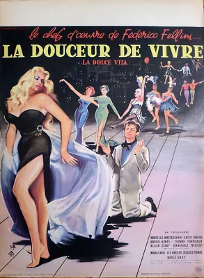 La Dolce Vita - Mastroianni / Fellini / Ekberg - Original French Movie Poster • $129.99