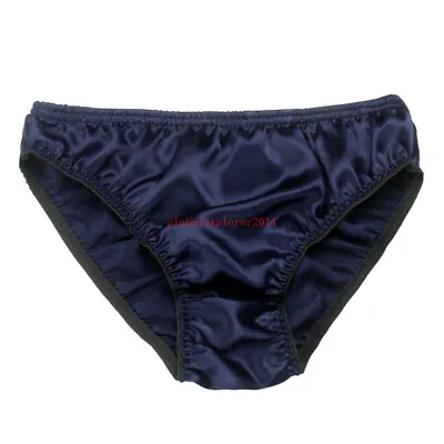 Mens 100% Silk Underwear Low-rise Bikinis Boys Slip Glossy Bottoms Oil Briefs • $11.17