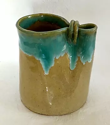 Japanese Pottery Vase Green Glaze Ikebana Flower Arrangement H14cm 5.5  Vintage • $32.90