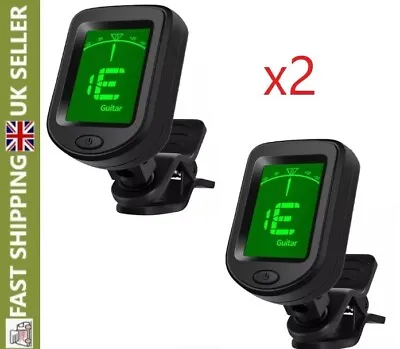 2 X LCD Clip-On Electric Tuner For Guitar Ukulele Violin Digital Chromatic UK • £9.49