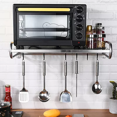 Stainless Steel Microwave Oven Rack Wall-Mount Kitchen Shelf Counter 30kg Load • $49