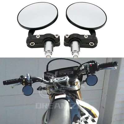 Round Motorcycle 7/8  Bar End Side Mirrors For Suzuki DRZ400 DRZ400SM/S/E DR650 • $17.07