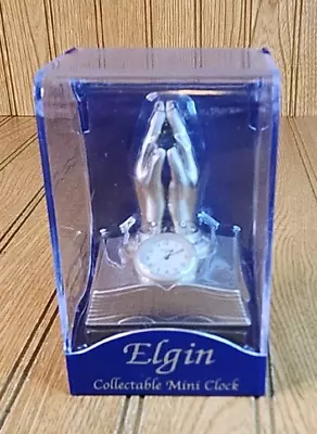 Vintage Elgin Quartz Mini Collectible Mini Clock Prayer Hands 2.5” X 3” NIB • $19.99