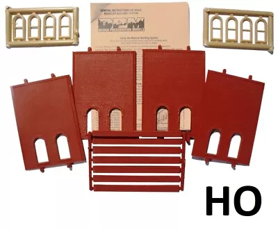HO - 4 Two-Story Wall 2 Arched Windows : Modular System  DPM-30110 • $10.44