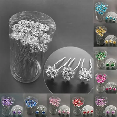 Wedding Hair Jewels Set Of 20 Hairpins With Gems And Diamante Flowers For Bride • £5.38