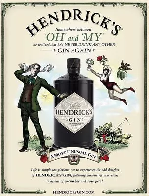 VINTAGE Hendricks Gin Tonic METAL SIGN RETRO Kitchen GARAGE BAR PUB MAN CAVE • £3.49