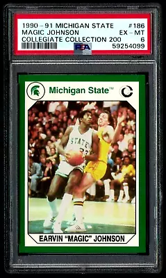 1990 Michigan State Collegiate Collection #186 Magic Johnson Hof Psa 6 Ex-mt *99 • $7.99