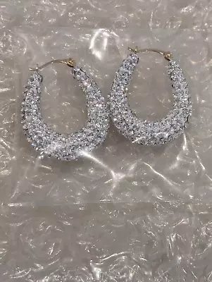 Warren James 9ct Gold Crystal Hoop Earrings - RRP £68 • £37.95