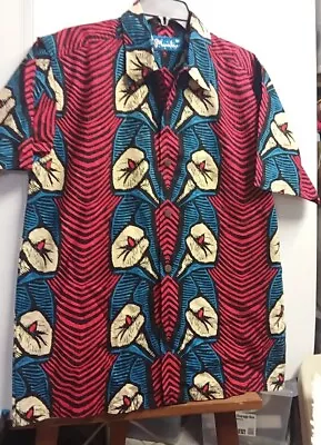 Mambo Shirt Short Sleeved Bruce Goold Lino Woodcut Lily Print Size M  • $149