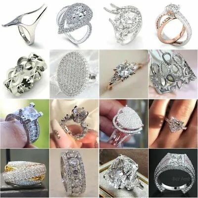 £3.01 • Buy Women Gorgeous Jewelry  Silver Rings White Sapphire Wedding Ring Size 6-10