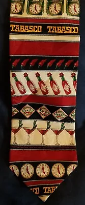 LMH Neck Tie TABASCO Brand Hot Pepper Sauce McIlhenny Time Clock Martini Gls 65  • $14.95